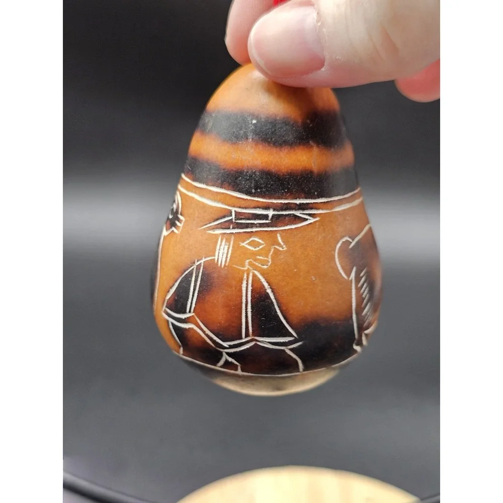 Vintage Hand Painted Gourd Ornament Folk Art Southwest‎